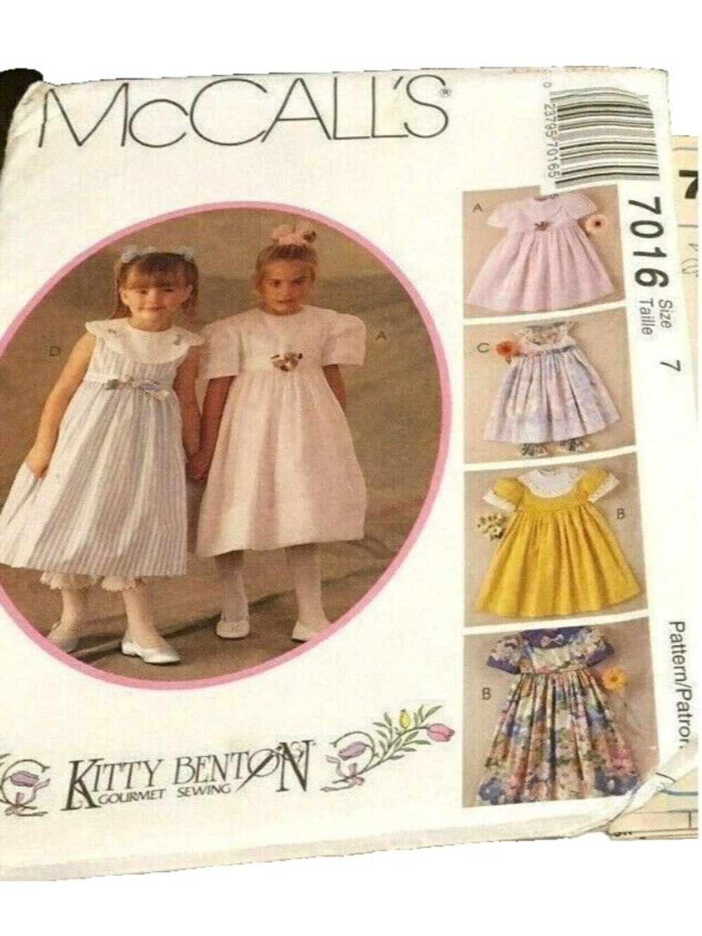 Vintage Sewing Pattern McCalls 7016 Girls Dresses & Pantaloons Size 7 Uncut 1994